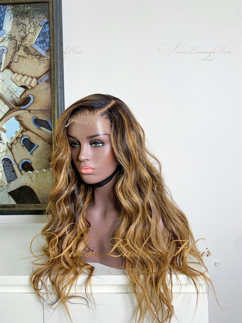 Swiss Luxury Hair Wig Caramel Balayage